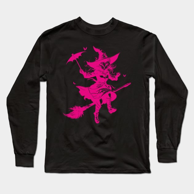 Witch cat Long Sleeve T-Shirt by aceofspace